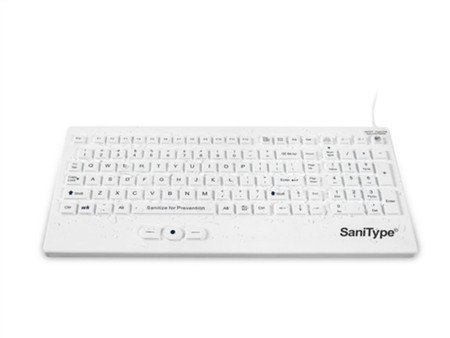 SANITYPE RUGGED POINT INDUSTRIAL GRADE HEAVY DUTY FULL SIZE WASHABLE KEYBOARD WITH TRACK POINTER AND