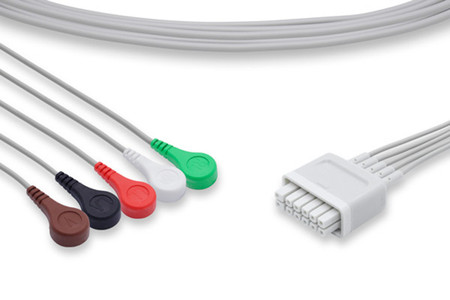 BENEVISION TD60 ECG TELEMETRY LEADWIRES 5 MINDRAY LEADS SNAP