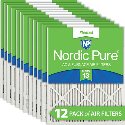 19X25X1 12 PACK NORDIC PURE MERV 13 MPR 2200-2400 FILTER ACTUAL SIZE 18.5 X 24.5 X 0.75 MADE IN USA