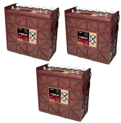 12V Deep Cycle Flooded Battery 225Ah 3-Pack Total 36 Volts RV Marine Replacement