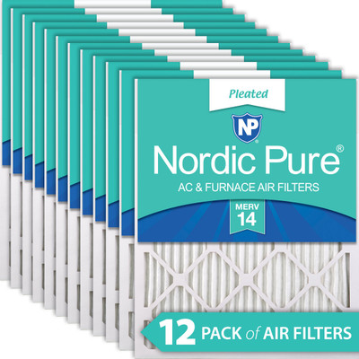 16X20X1 12 PACK NORDIC PURE MERV 14 MPR 2800 FILTER ACTUAL SIZE 15.5 X 19.5 X 0.75 MADE IN USA IN-BFU08