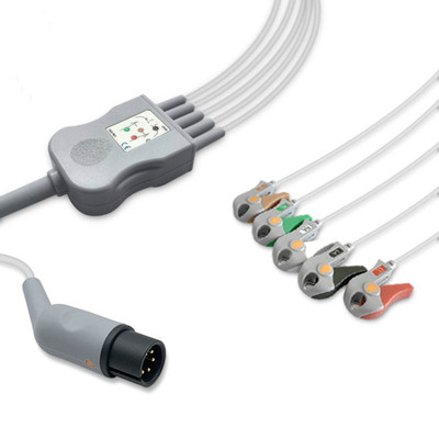 One-Piece ECG Cables Replacement 5 lead Grabber 2.5m PLUS 1.5m AHA Reusable Replacement