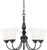 DUPONT 5 LIGHT 21 INCH CHANDELIER WITH SATIN WHITE GLASS DARK CHOCOLATE BRONZE TRANSITIONAL