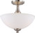 PATTON 3 LIGHT SEMI FLUSH WITH FROSTED GLASS BRUSHED NICKEL TRANSITIONAL