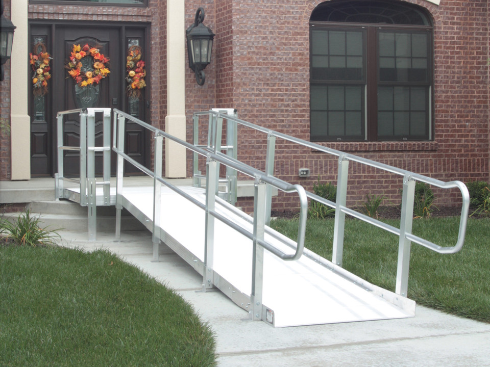 Retiring Ramp Replacement Modular XP Ramp with Handrails 36in W x 2ft L Accessibility Ramp ...