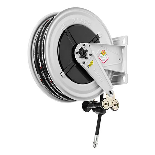 RAASM HP Oil Spring Hose Reel - 2000 PSI with 50' x 1/2" Hose, NPTF 1/2" Inlet & Outlet - 8430.402-55