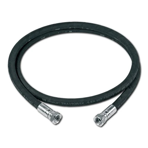 RAASM 5800 PSI Grease Hose Assembly - 13' x 1/4" Black Rubber Hose with NPTF 1/4" Male Connections - 993.504-55