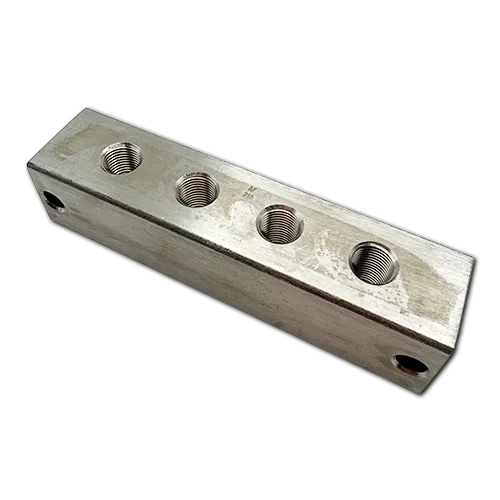 4-point stainless steel remote grease manifold header block with M10×1 ports