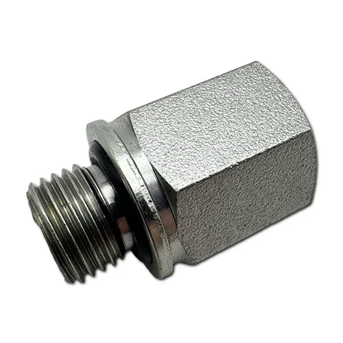 1/4 Inch Male BSPP × 1/4 Inch Female NPT Steel Pipe Adapter with Washer and O-Ring Seal