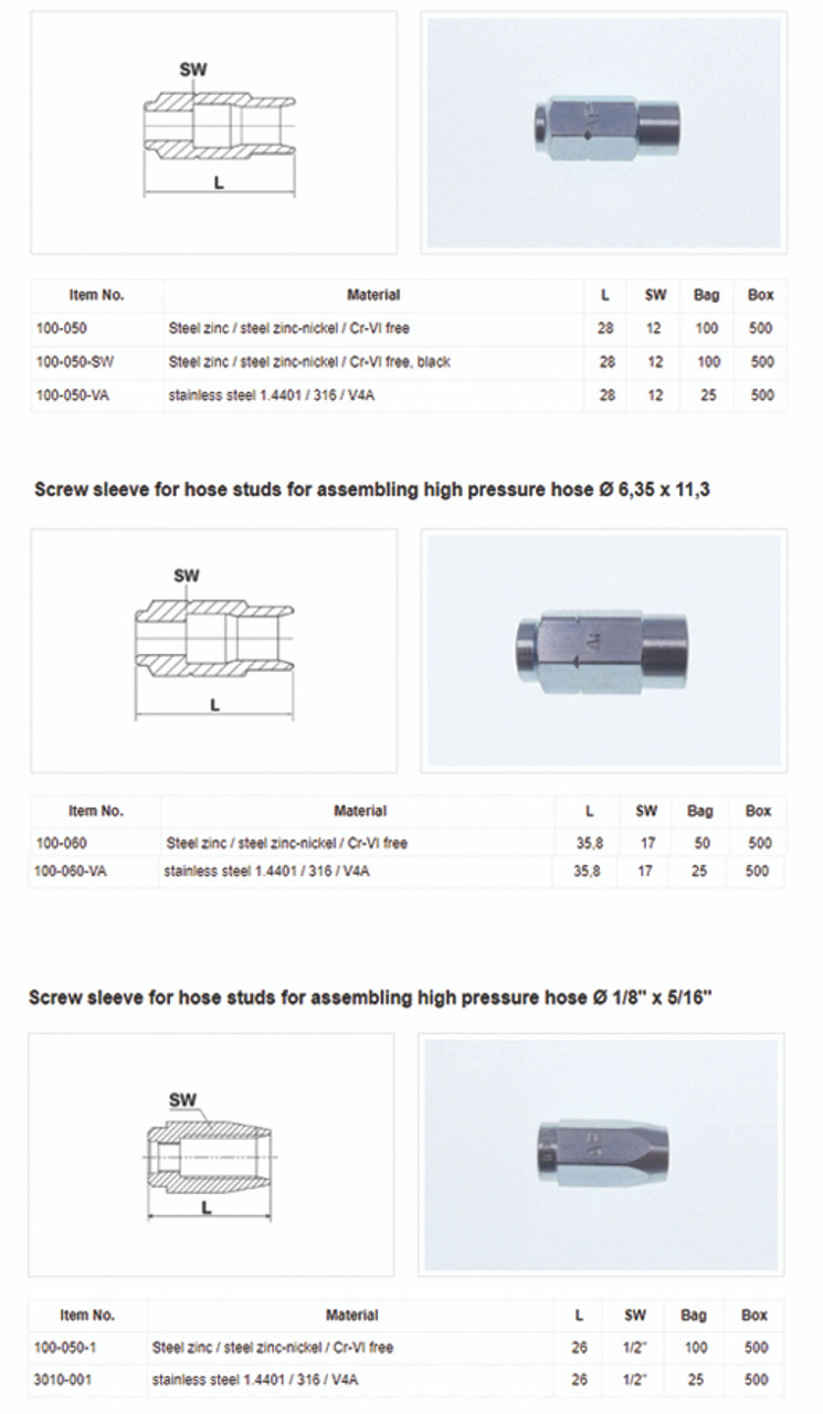 Threaded Sleeves Stainless Steel