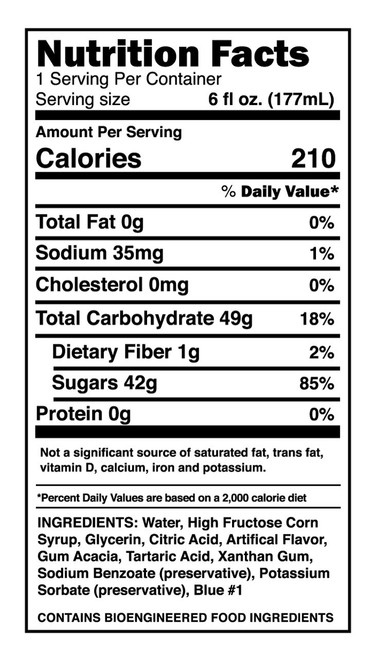 Blue Raspberry SnoBlast® Nutritional Information. Blue Raspberry SnoBlast® Nutritional Information.