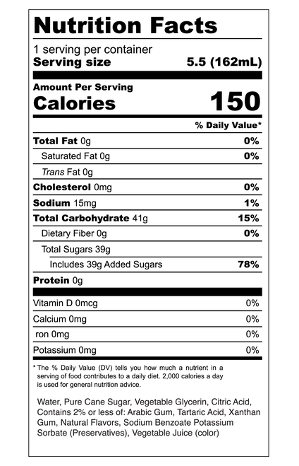 Tigers Blood Snoblast Nutrition Information