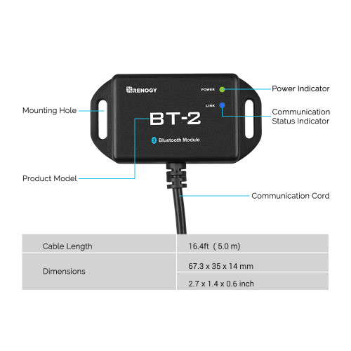 Renogy BT-2 Bluetooth-Modul RJ45 Kommunikationsanschluss drahtlos  überwachen Echtzeit Insight präzise Steuerung, kompatible Solarladeregler,  Akku-Ladegerät, Wechselrichter, BT-2 RS485 : : Gewerbe, Industrie  & Wissenschaft