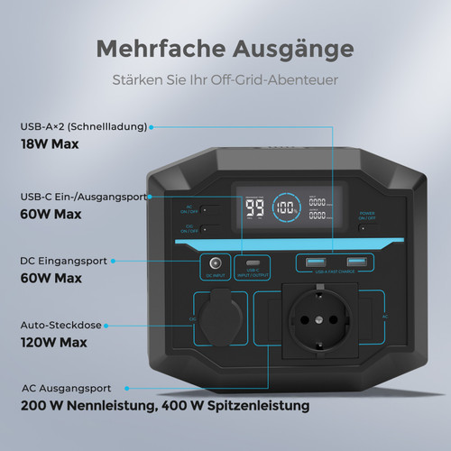 PHOENIX 230V/200W 222WH PORTABLE POWER STATION