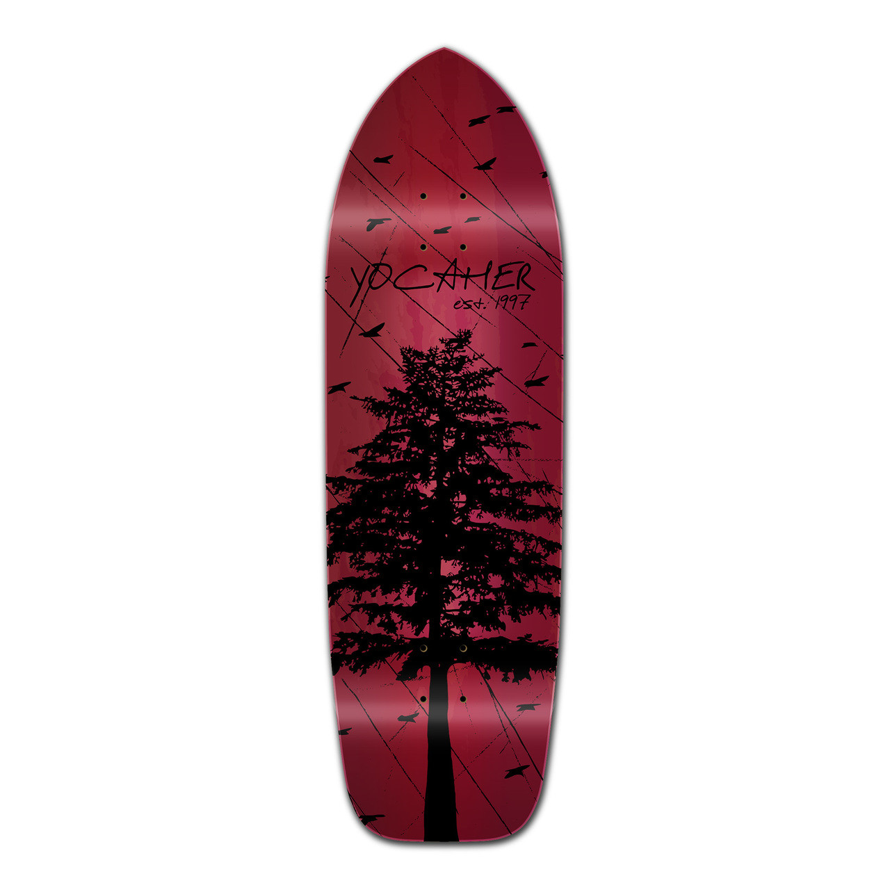 Old School Longboard Deck In the Pines Red