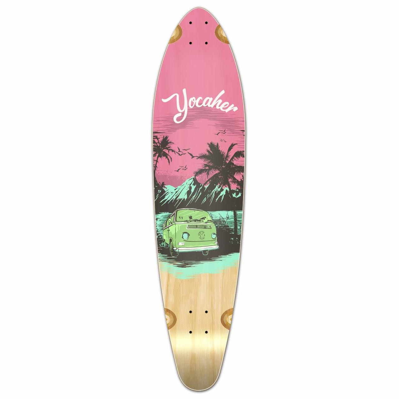 Kicktail Longboard Deck - VW Series - Pink N' Mint