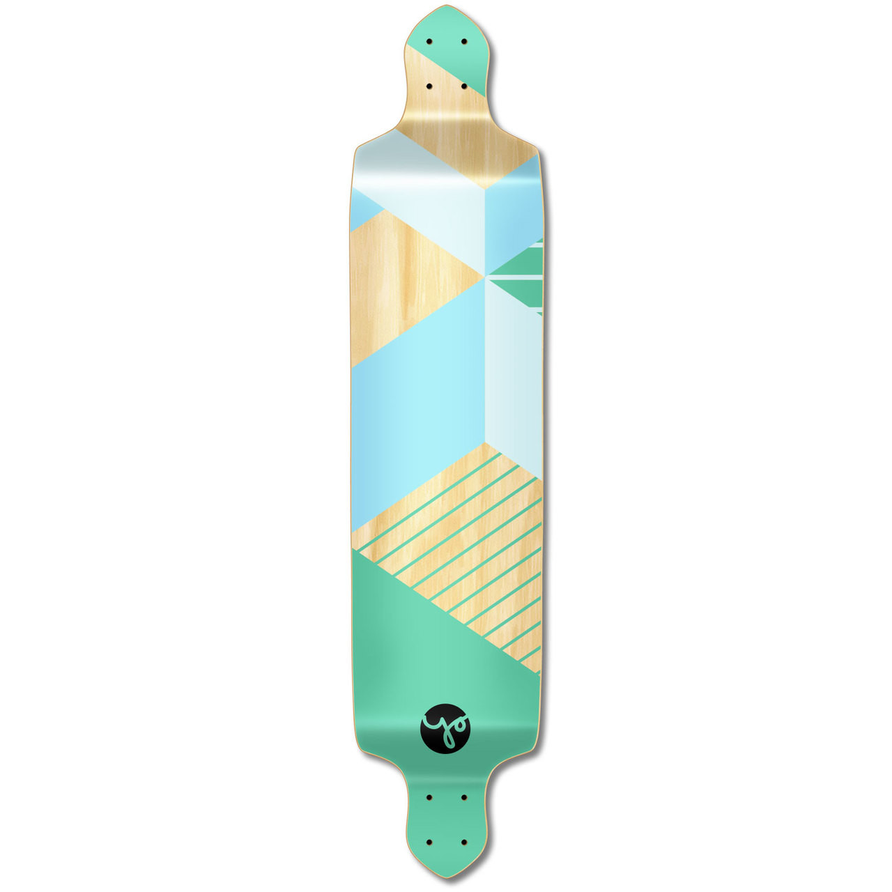 YOCAHER Drop Down Longboard Deck - Geometric Series - Green