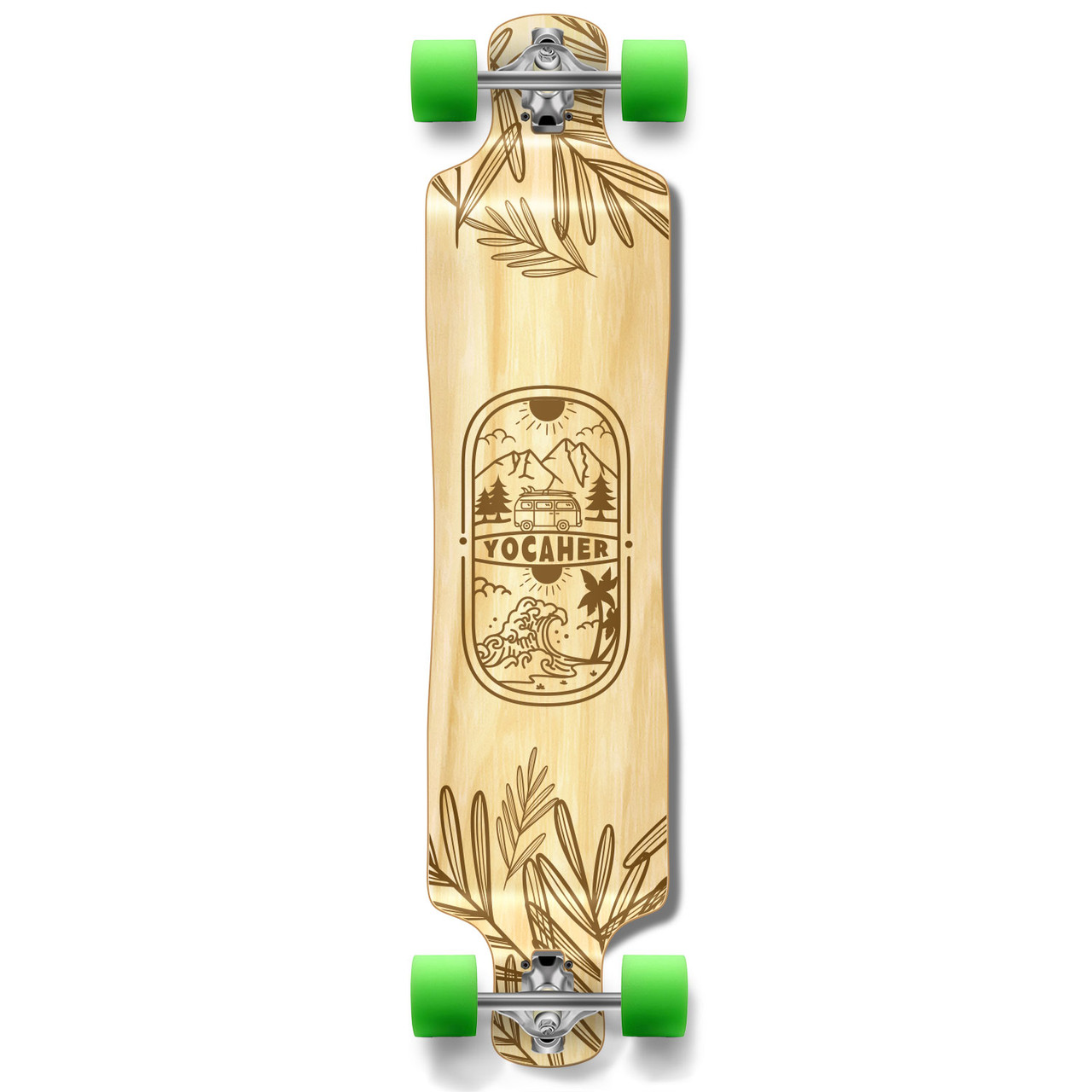 Longboard Complet Yocaher Micro Cruiser — The Bird Green — Deck 25"x7" — Trucks 125mm — Roues 62mm — Neuf Sous Boîte