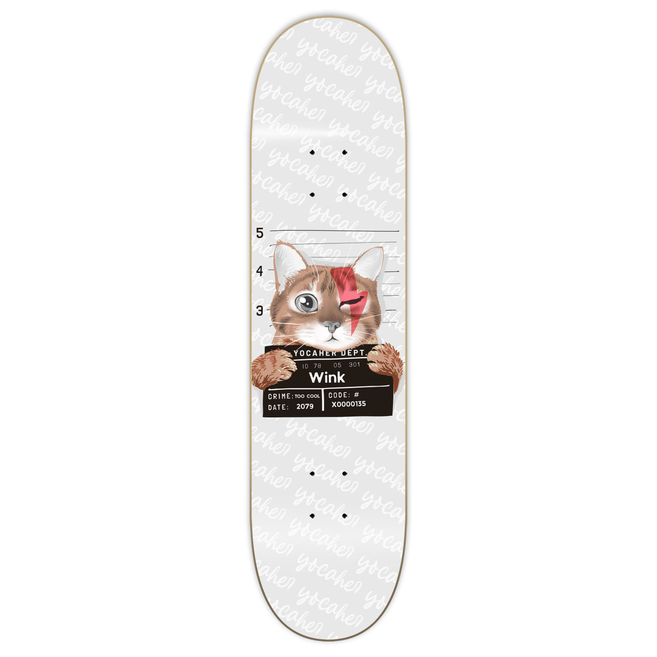 Yocaher Graphic Skateboard Deck - Rockstar Kitty Cat - White Wink