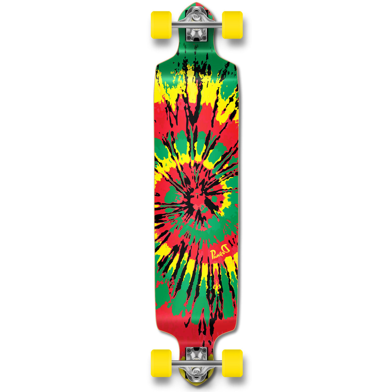 Yocaher Drop Through Longboard Complete - Tiedye Rasta