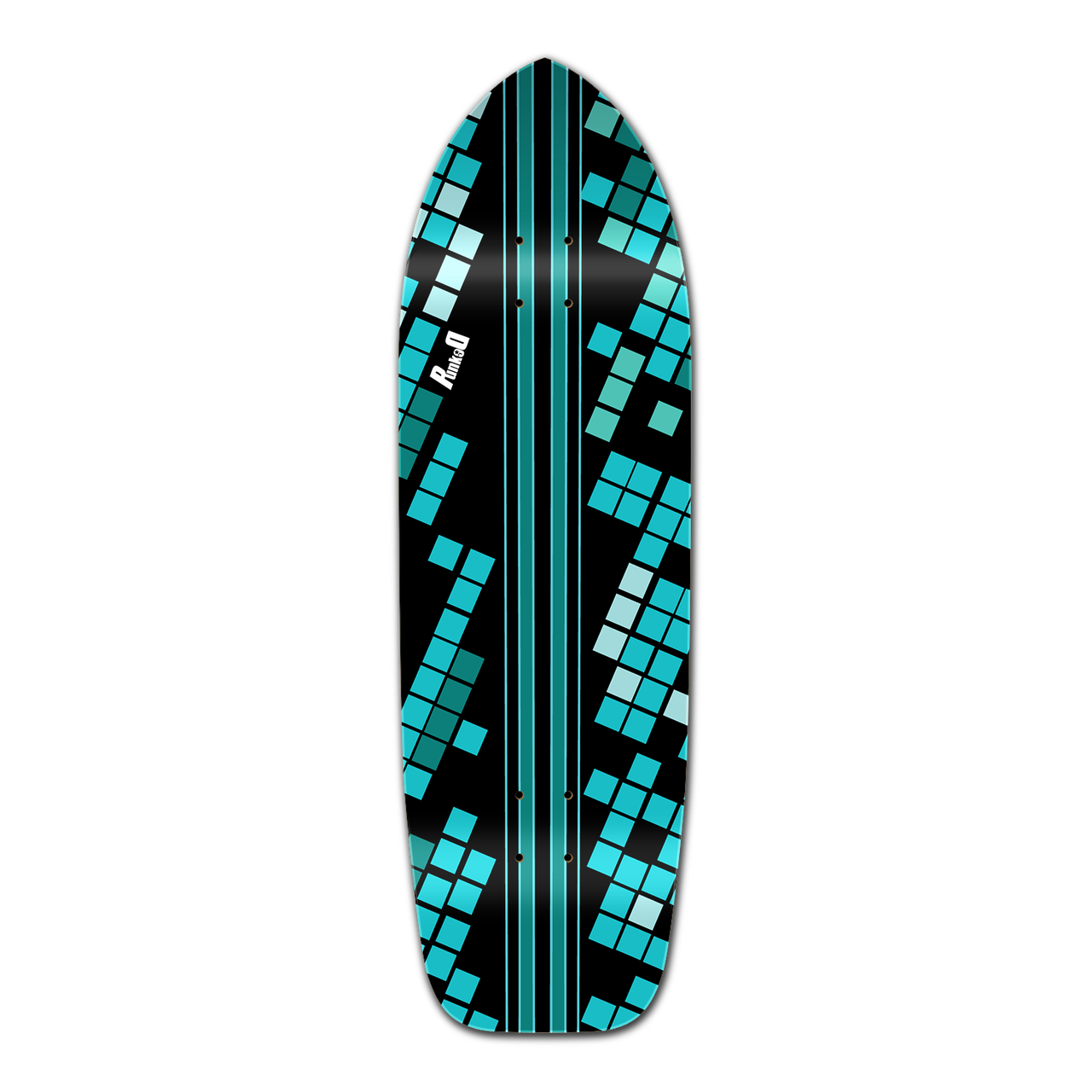 Old School Longboard Deck Black Digital Wave