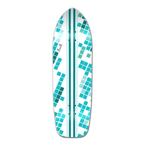 YOCAHER Old School Longboard Deck - White Digital Wave YOCAHER Old School Longboard Deck - White Digital Wave