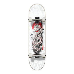 Yocaher Japanese Crimson Dragon Complete Skateboard, Sumi-e Ink Art Graphic, Pro Standard 7.75"