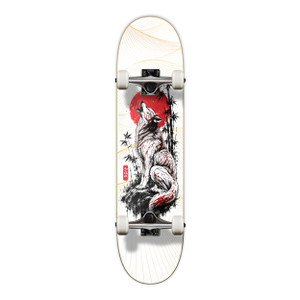 Yocaher Japanese Lone Wolf Complete Skateboard, Sumi-e Ink Art Graphic, Pro Standard 7.75"