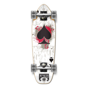 Yocaher Complete Mini Cruiser Skateboard Longboard - Ace of Spades - White Yocaher Complete Mini Cruiser Skateboard Longboard - Ace of Spades - White