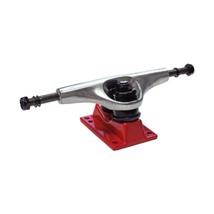 125mm / 5" Skateboard Trucks - Chrome / Red (Pair of 2) 125mm / 5" Skateboard Trucks - Chrome / Red (Pair of 2)