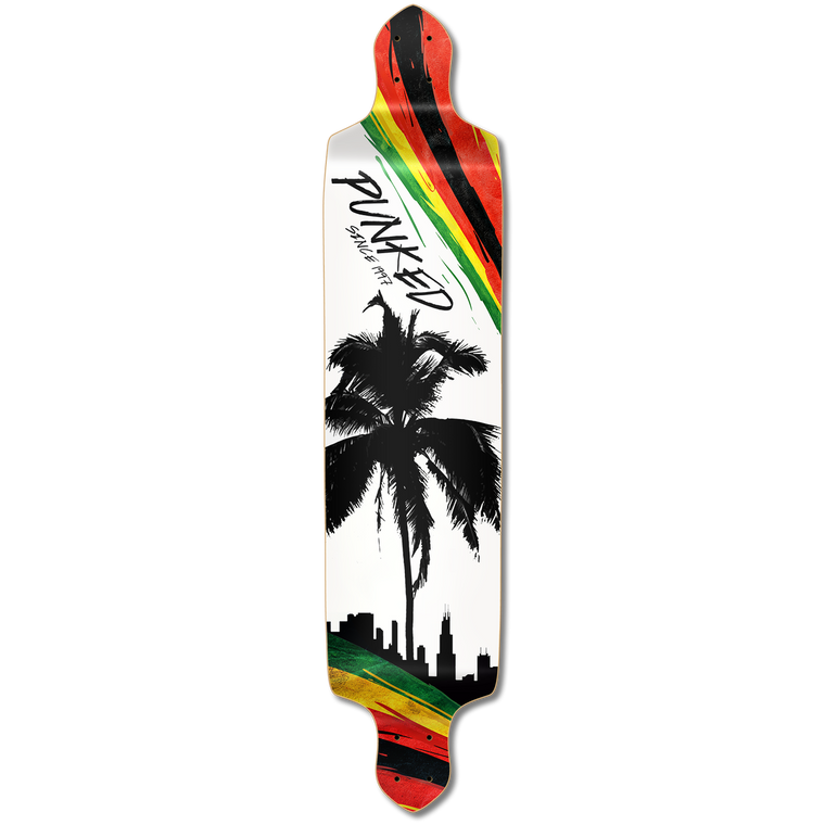 YOCAHER Drop Down Longboard Deck - Palm City Rasta