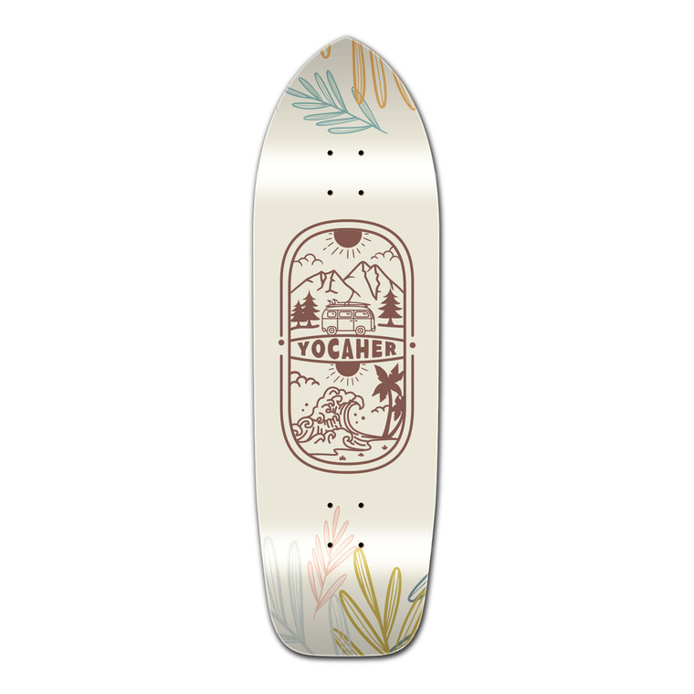 YOCAHER Old School Longboard 33" x 10" Deck - Adventure Colored