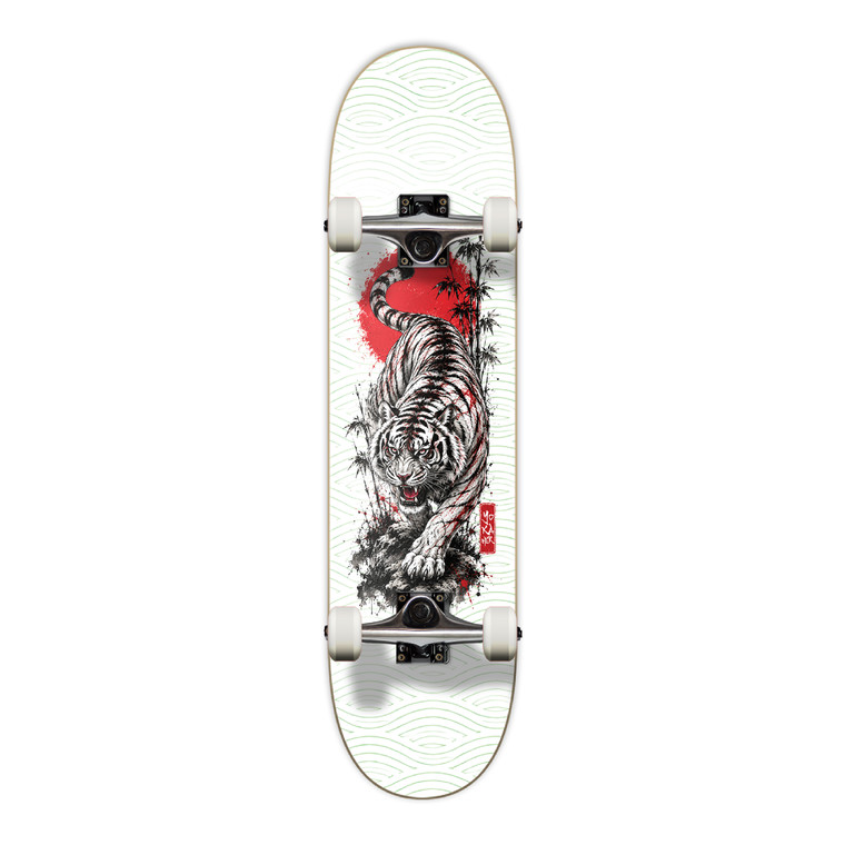 Yocaher Japanese Raging Tiger Complete Skateboard, Sumi-e Ink Art Graphic, Pro Standard 7.75"