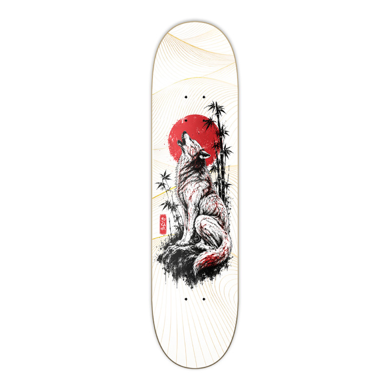 Yocaher Graphic Skateboard Deck  - Crimson Sumi-e Collection - Japanese Lone Wolf