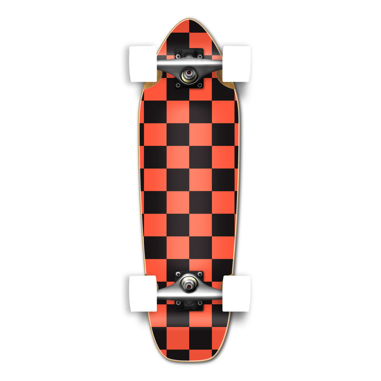 Yocaher Complete Mini Cruiser Skateboard Longboard - Checker Orange