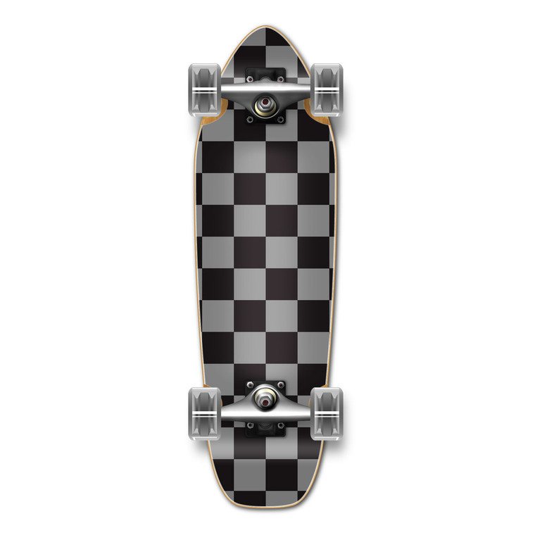 Yocaher Complete Mini Cruiser Skateboard Longboard - Checker Silver