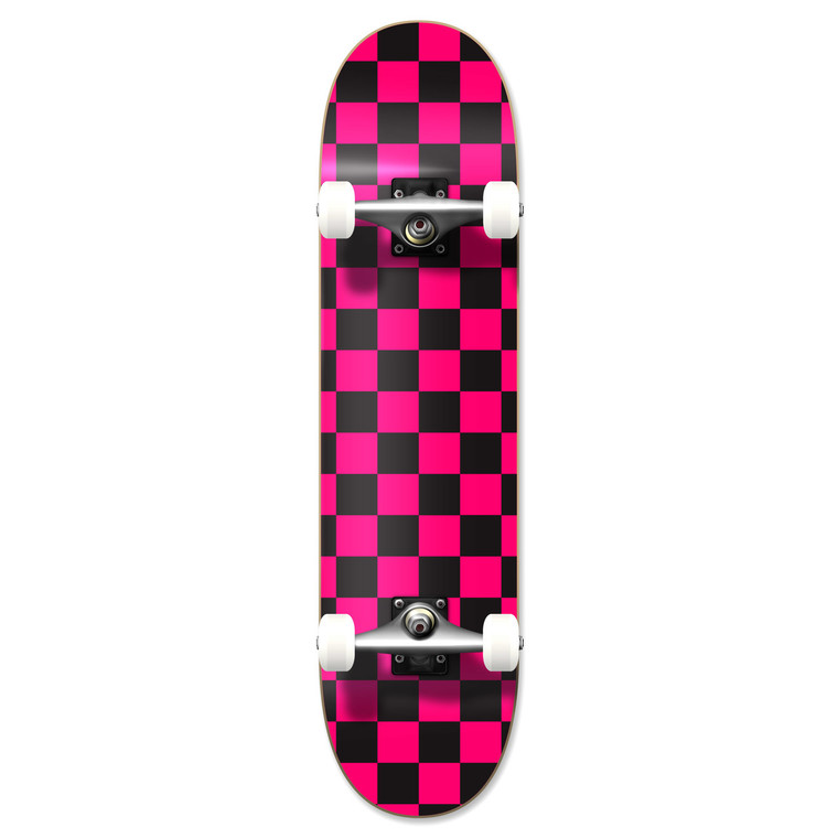 Yocaher Graphic Complete 7.75" Skateboard - Checker Pink