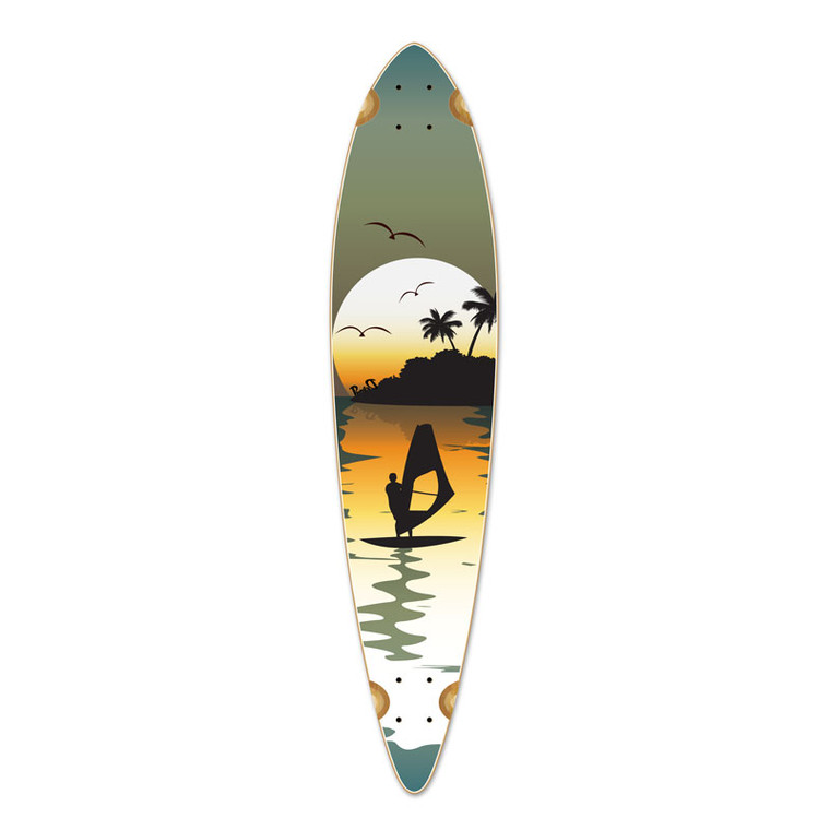 Deck Longboard Yocaher Pintail 40 Pouces, Bois D'érable, Teinté Bleu, Grip Inclus