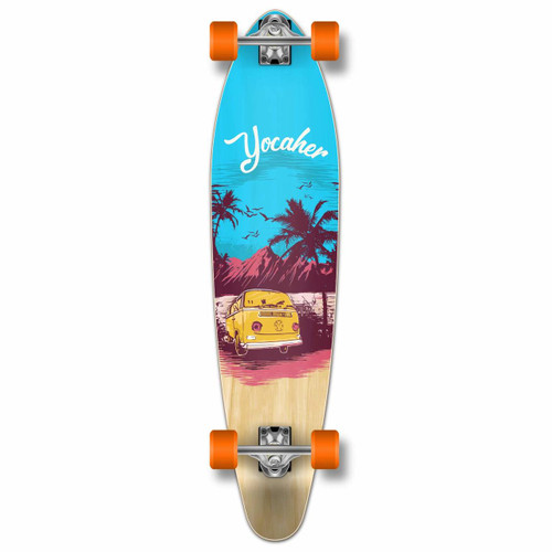 Kicktail Longboard Complete - VW Series - Blue N' Red