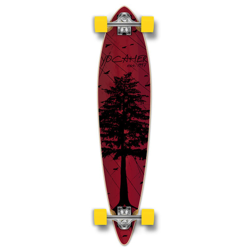 Yocaher Pintail Longboard Deck In the Pines Red Yocaher Pintail Longboard Deck In the Pines Red