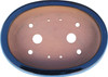 Top-down view of light blue glazed bonsai pot with deep planting space and drainage holes