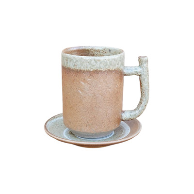 Light Brown with Beige Swirl Mug Set