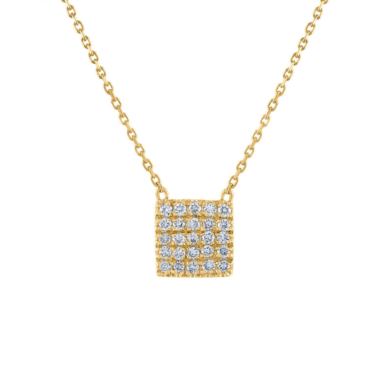 Chiclet Diamond Necklace, 14K Yellow 