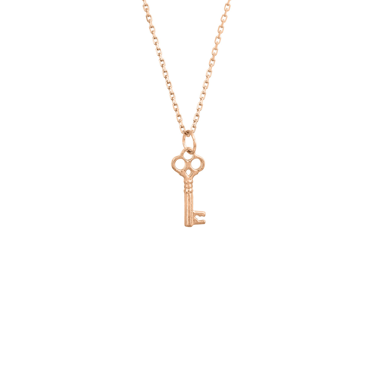 Tiny Rose Gold Classic Key Necklace, Rose Gold Sterling Silver Key Necklace,  Key Necklace, Layering Necklace Hand Made