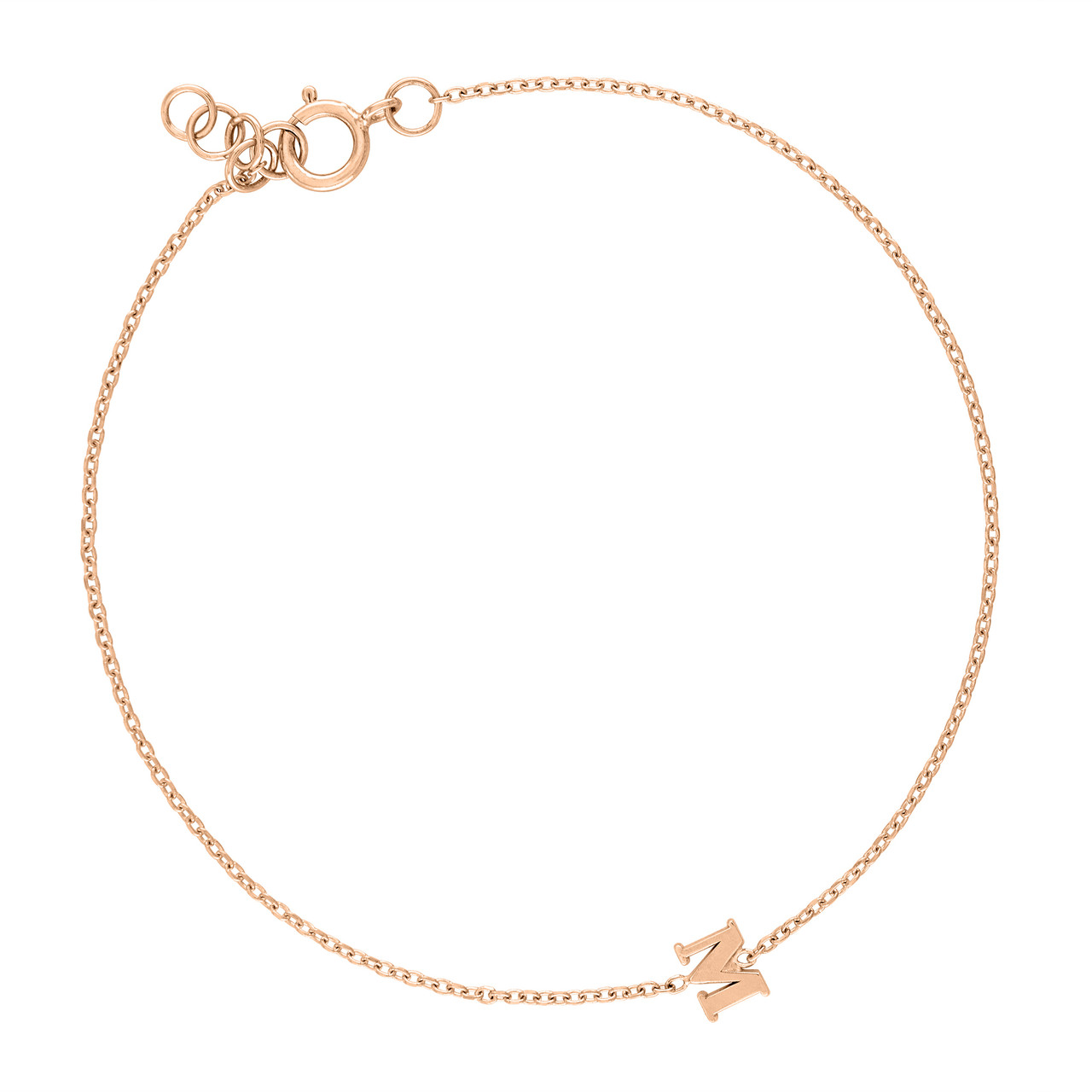 14K Rose Gold Initial Bracelet