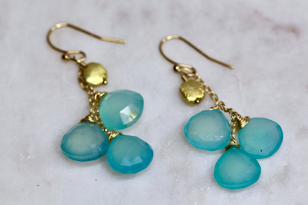 Aqua Blue Stones Cluster Clip On Earrings | eBay