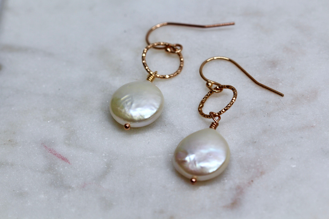 Paloma Teardrop Pearl Wedding Earrings (Rose Gold)