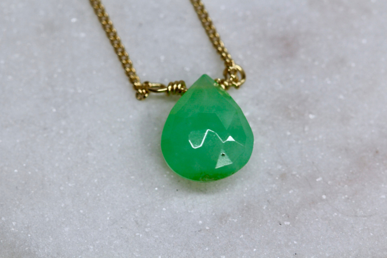 14K Stone Layering Necklace in Green