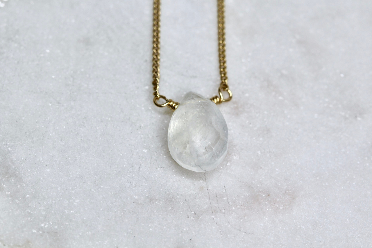Peach Moonstone and Rainbow Spinel Necklace | Rei of Light Jewelry