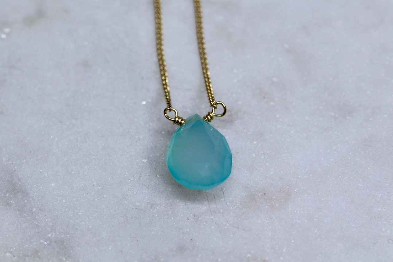 Natural Gemstone (Blue And Grey Aura Quartz) Necklace